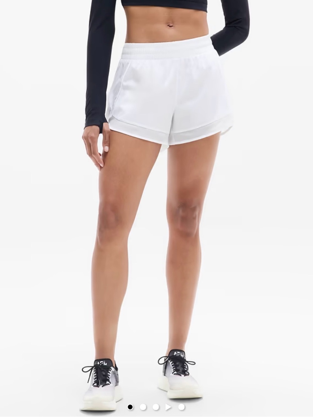 Athleta Mesh Racer Run Mid Rise 4” Short Bright White M NWT